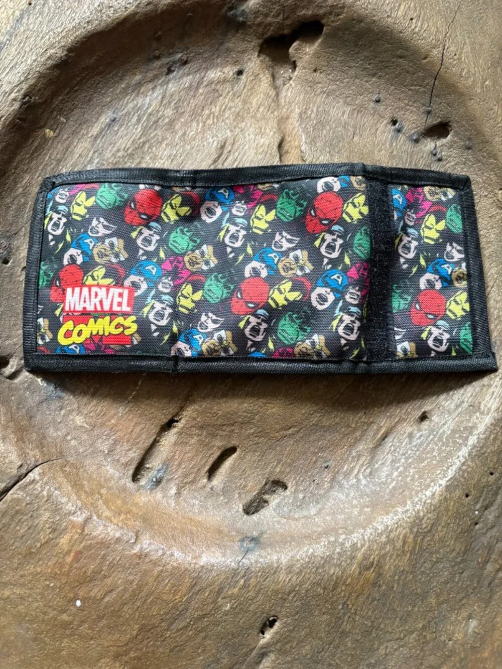 Marvel Comics black Velcro wallet card case
